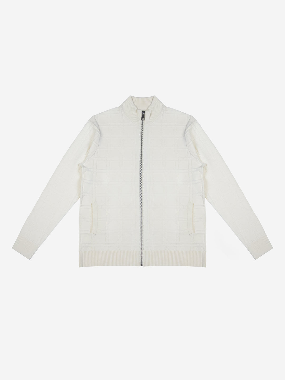 Men Premium Textured Knit Full Zip Cardigan Mock Neck Sweater Jacket