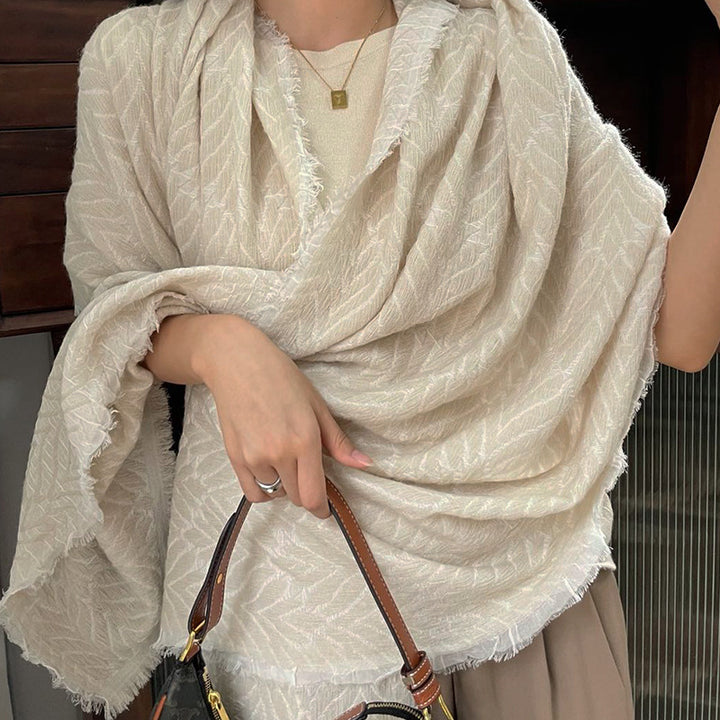 White Faux Cashmere Long Shawl Winter Warm Scarf