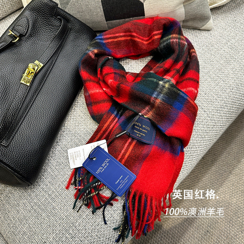 Pure Wool Neutral Slim Winter Scarf