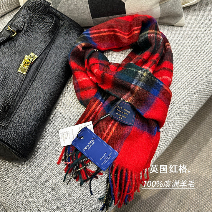 Pure Wool Neutral Slim Winter Scarf