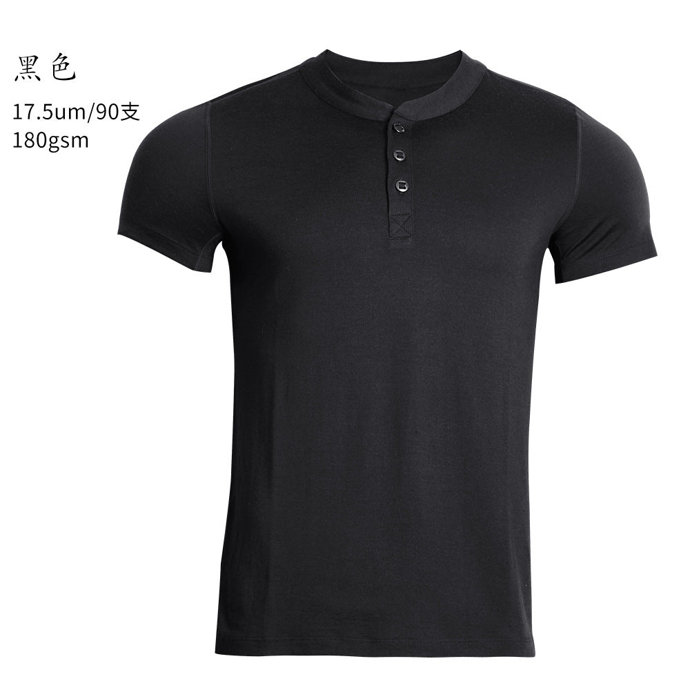 Merino Wool Quick Dry Henley T Shirt for Men Outdoor Hiking Performance Tee