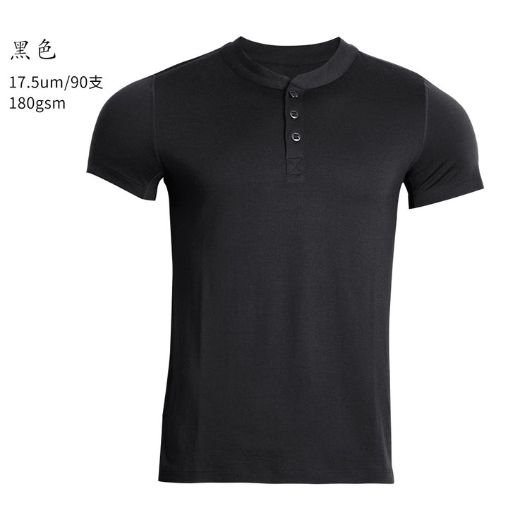 Merino Wool Quick Dry Henley T Shirt for Men Outdoor Hiking Performance Tee