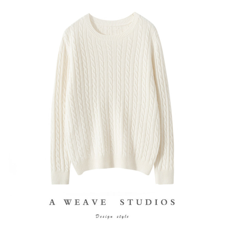 Pull ras du cou en cachemire torsadé pour femme
