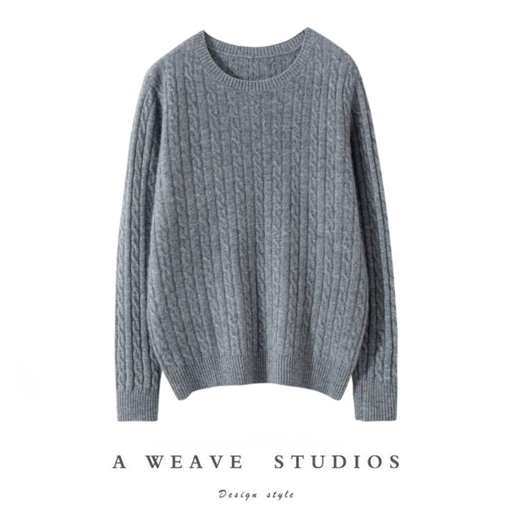 Pull ras du cou en cachemire torsadé pour femme