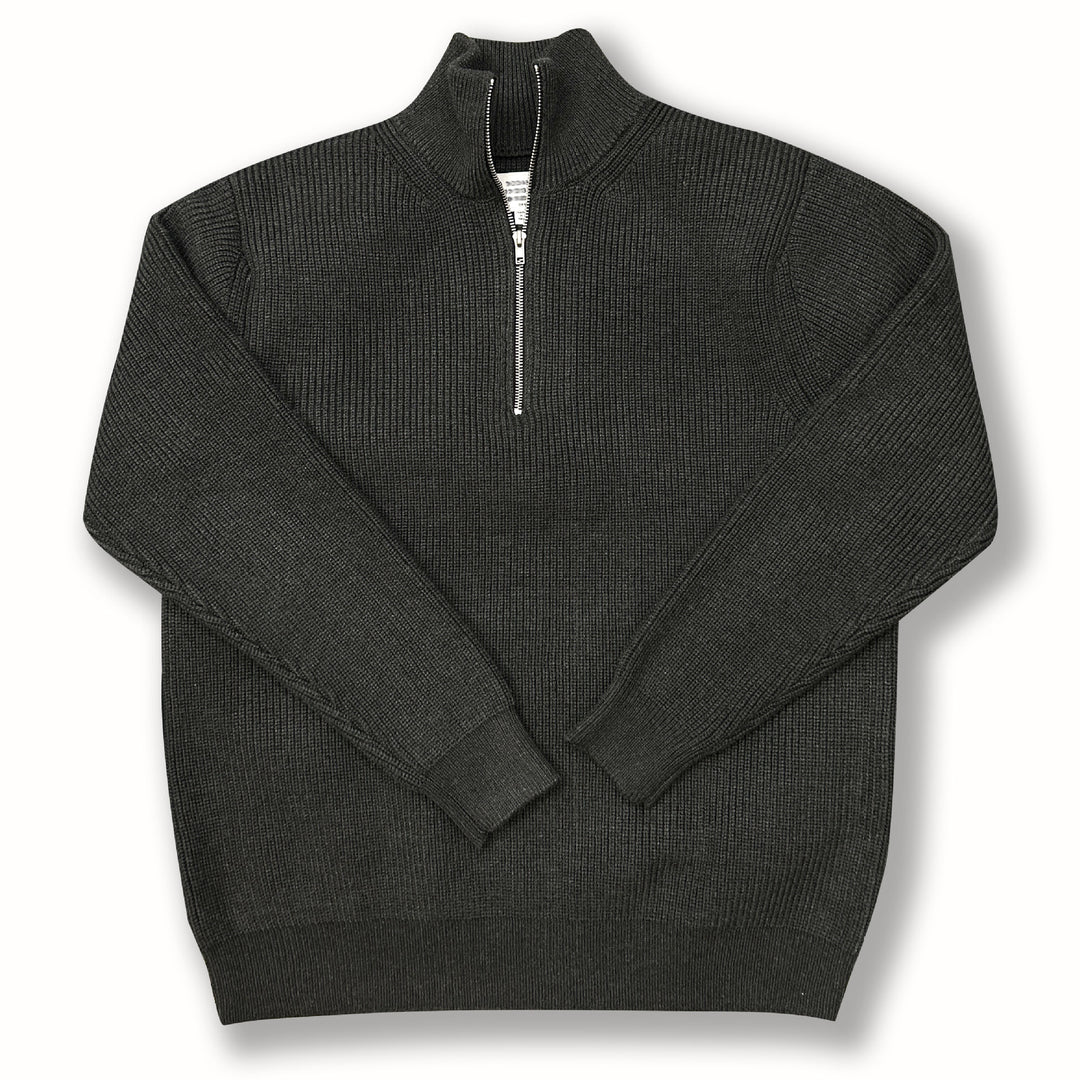Unisex Half-Zip Mock Neck Wool Blend Knit Sweater
