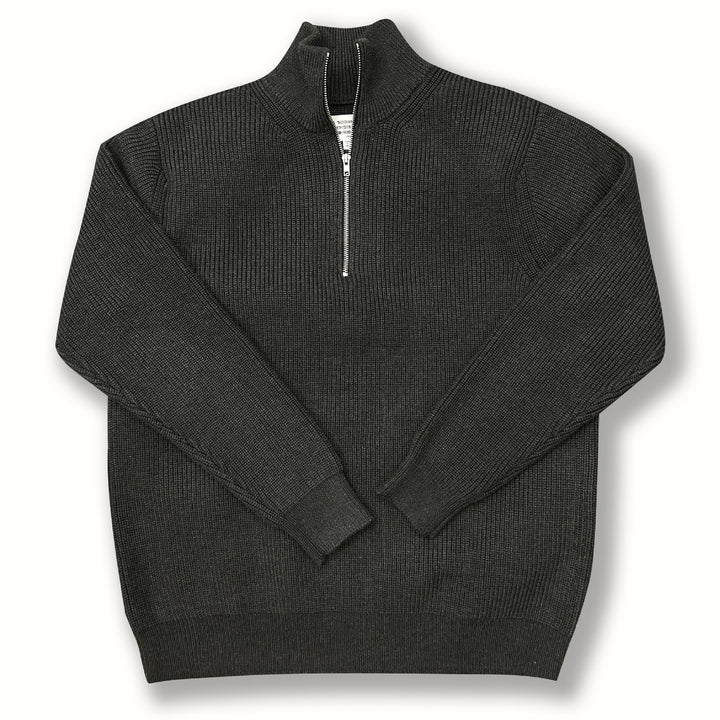 Unisex Half-Zip Mock Neck Wool Blend Knit Sweater