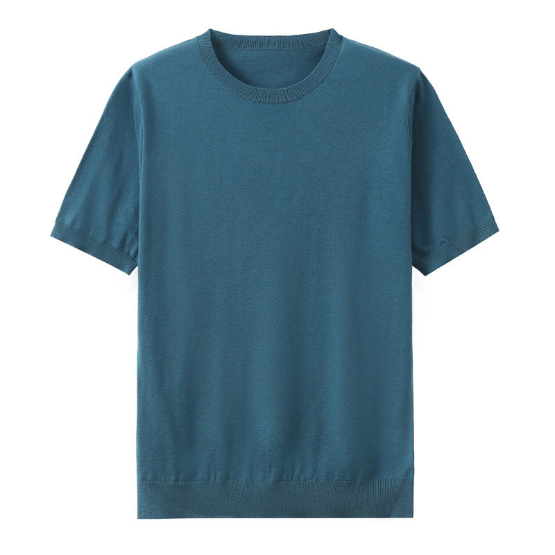 Herren T-Shirt aus Feinstrick aus Wolle mit kurzen Ärmeln