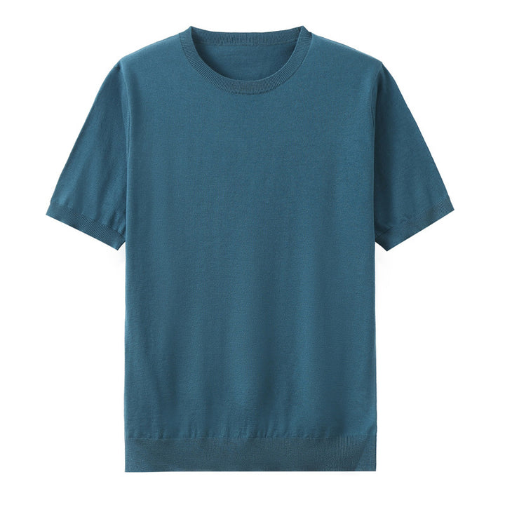 Herren T-Shirt aus Feinstrick aus Wolle mit kurzen Ärmeln