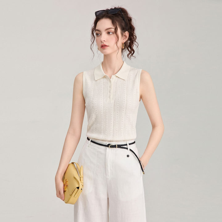 Lightweight Tencel Linen Knit Tank Top for Women
