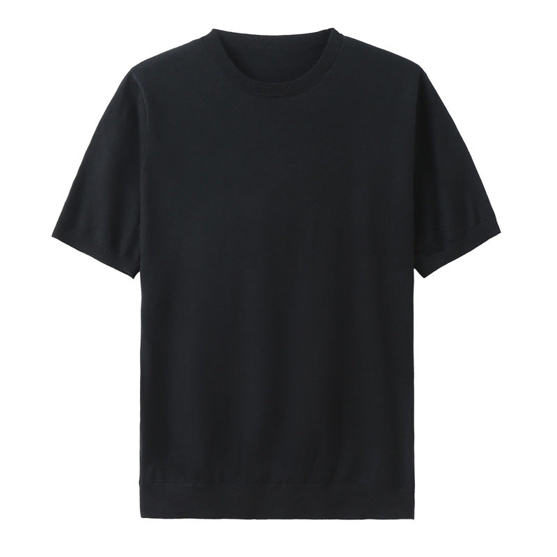 Herren T-Shirt aus Feinstrick aus Wolle mit kurzen Ärmeln