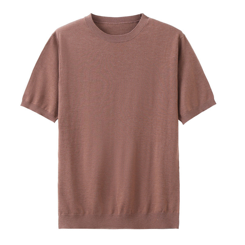Herren T-Shirt aus Feinstrick aus Wolle mit kurzen Ärmeln