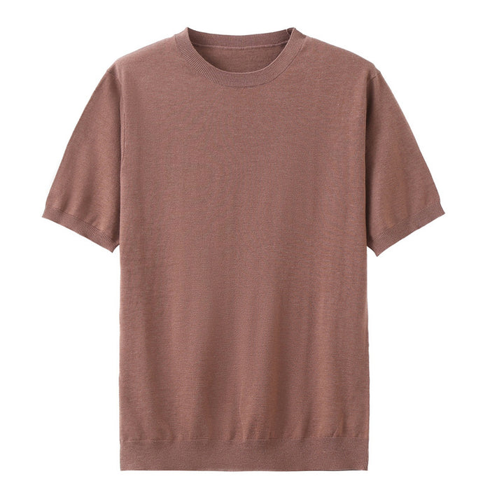 Herren T-Shirt aus Feinstrick aus Wolle mit kurzen Ärmeln