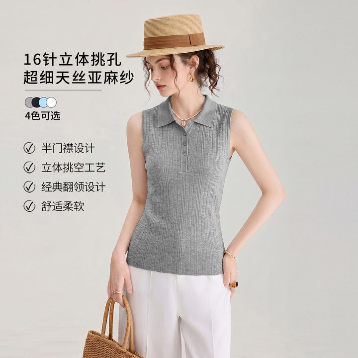 Lightweight Tencel Linen Knit Tank Top for Women