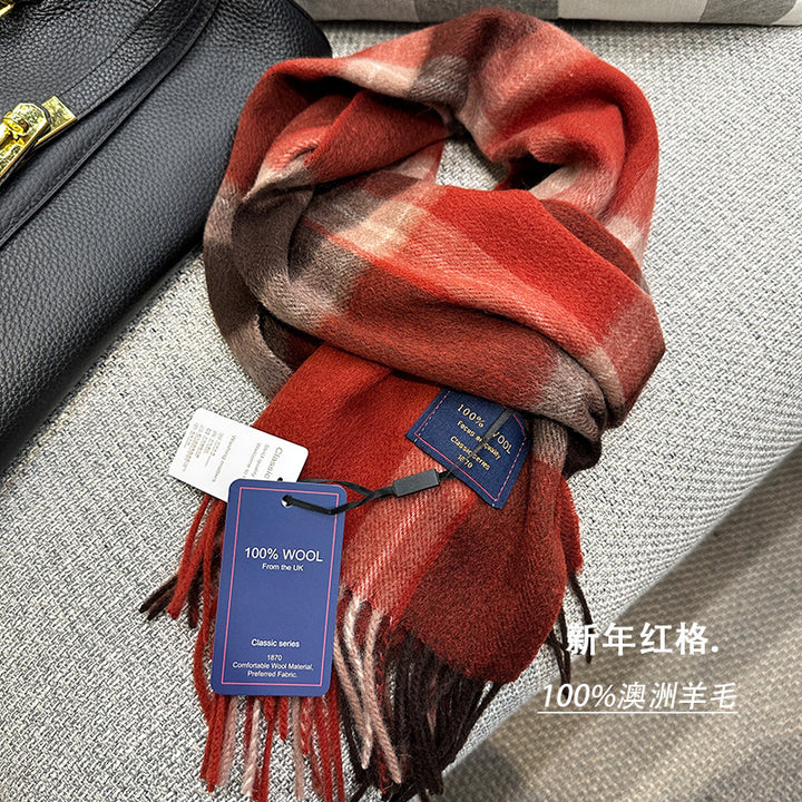 Pure Wool Neutral Slim Winter Scarf