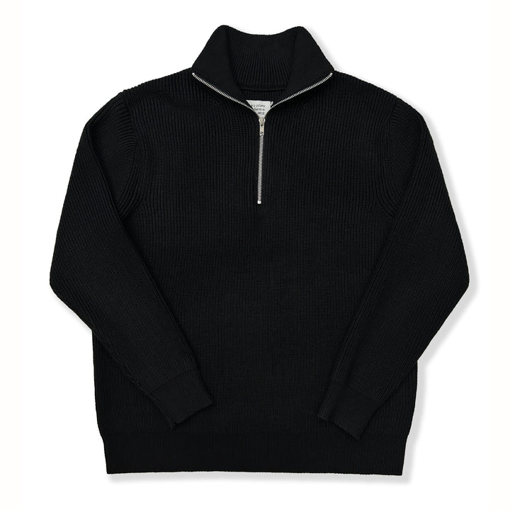 Unisex-Pullover aus Wollmischung mit halbem Reißverschluss und Stehkragen