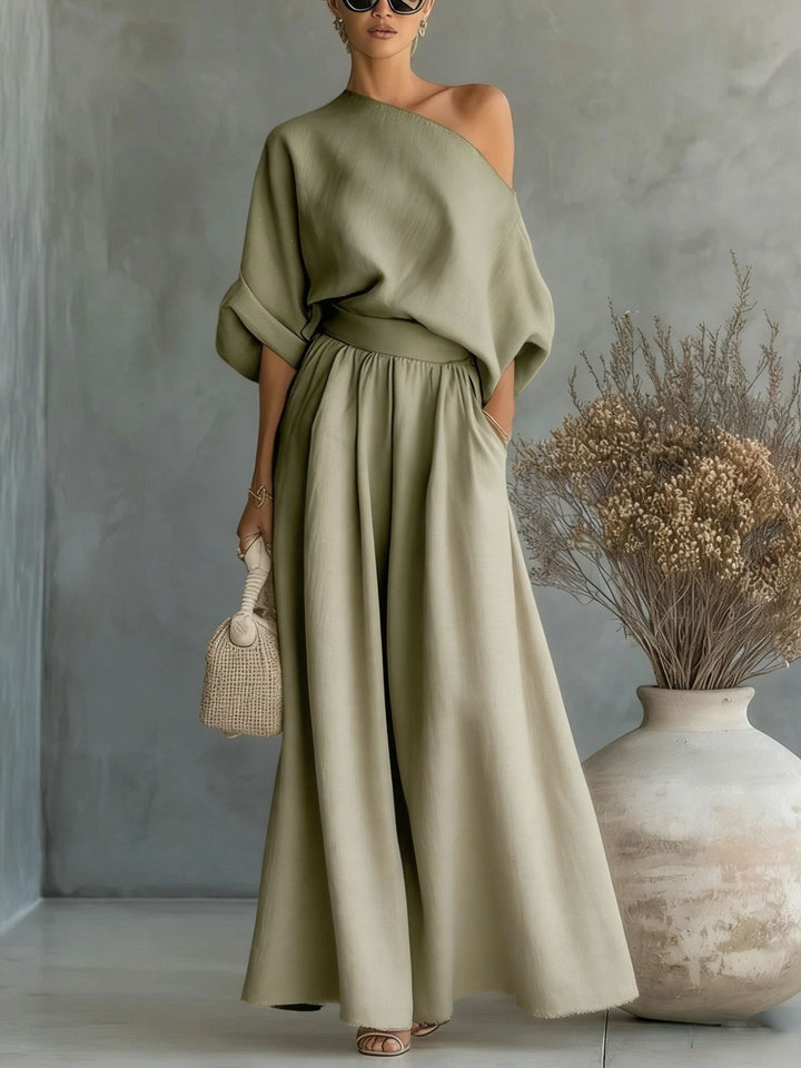 Sophisticated Asymmetry: The 2026 One-Shoulder Trousers Set