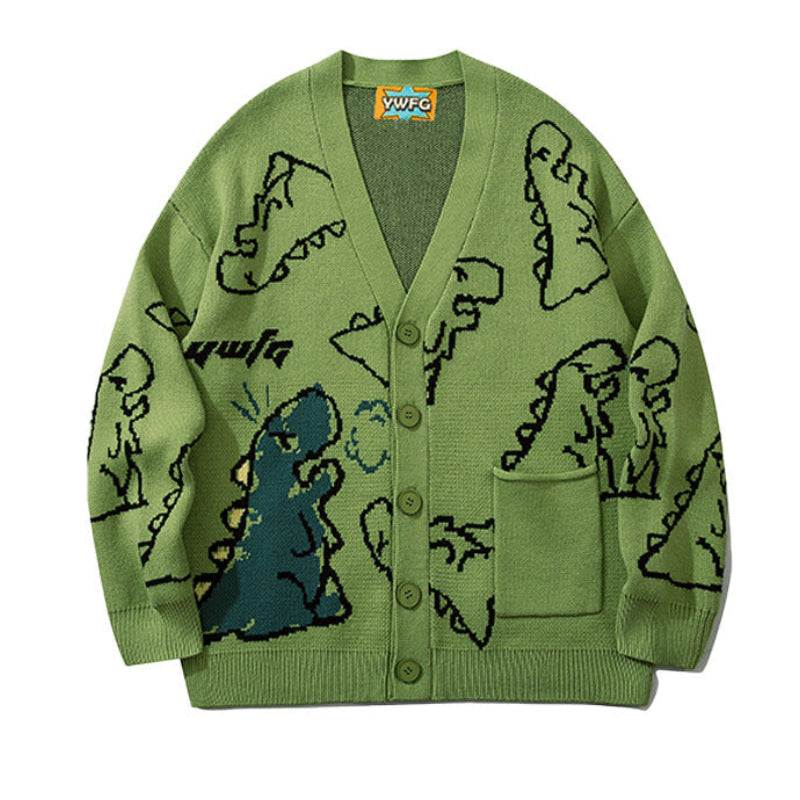 Ins Dinosaur Print Loose Fit Men&