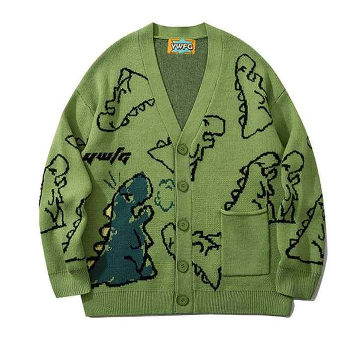 Ins Dinosaur Print Loose Fit Men&