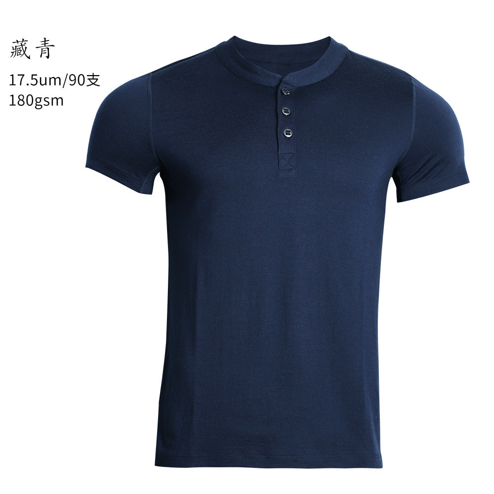 Merino Wool Quick Dry Henley T Shirt for Men Outdoor Hiking Performance Tee