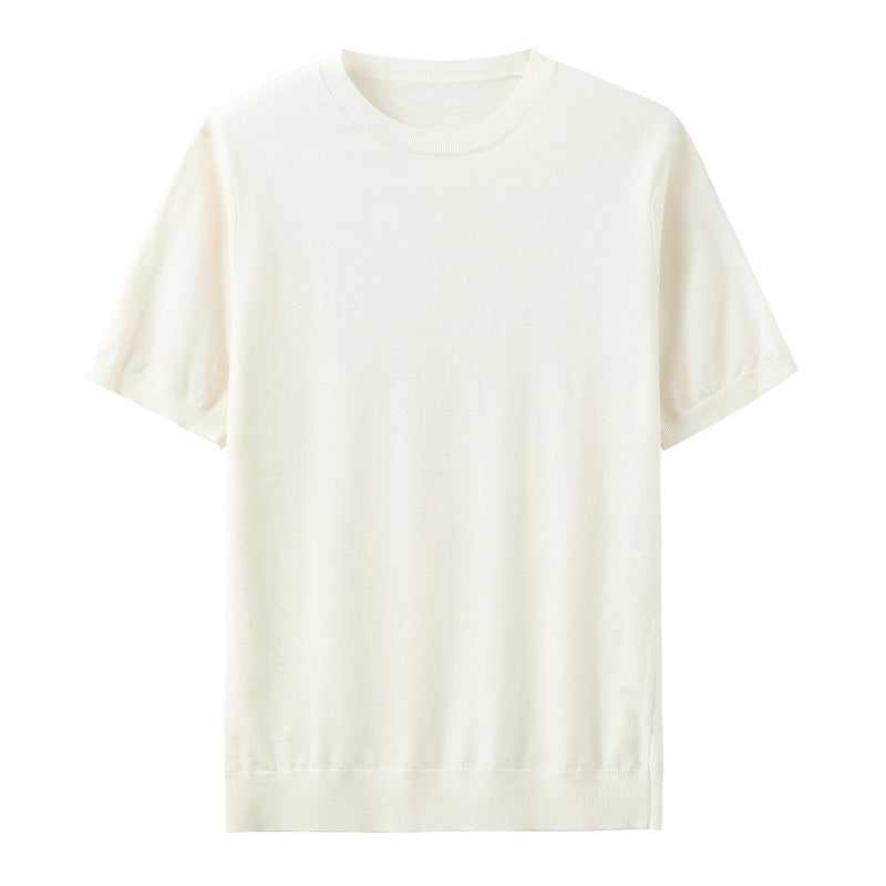Herren T-Shirt aus Feinstrick aus Wolle mit kurzen Ärmeln