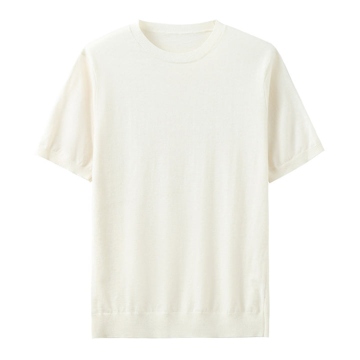 Herren T-Shirt aus Feinstrick aus Wolle mit kurzen Ärmeln