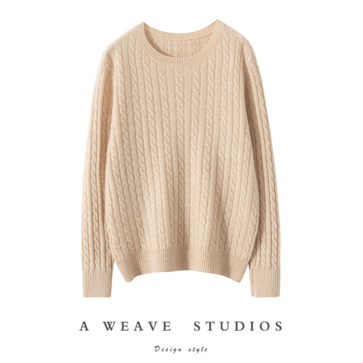 Pull ras du cou en cachemire torsadé pour femme