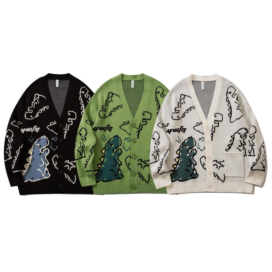 Ins Dinosaur Print Loose Fit Men&