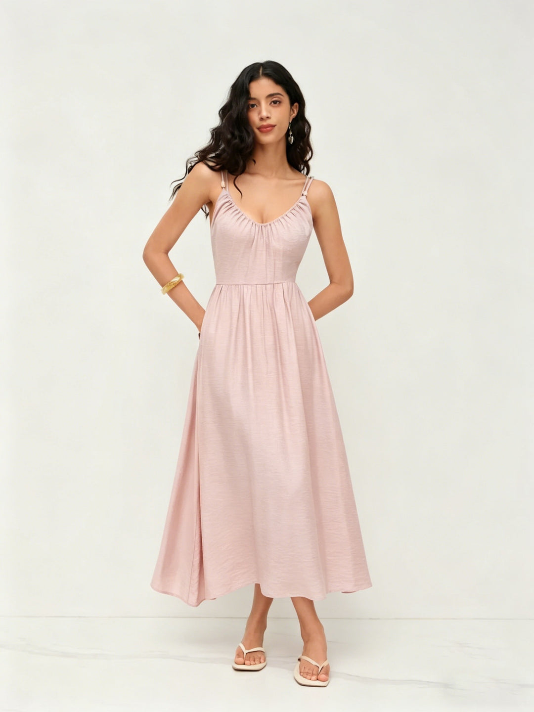2026 Summer Boho Sexy Backless V Neck Halter Maxi Dress Casual Vacation Swing Sundress