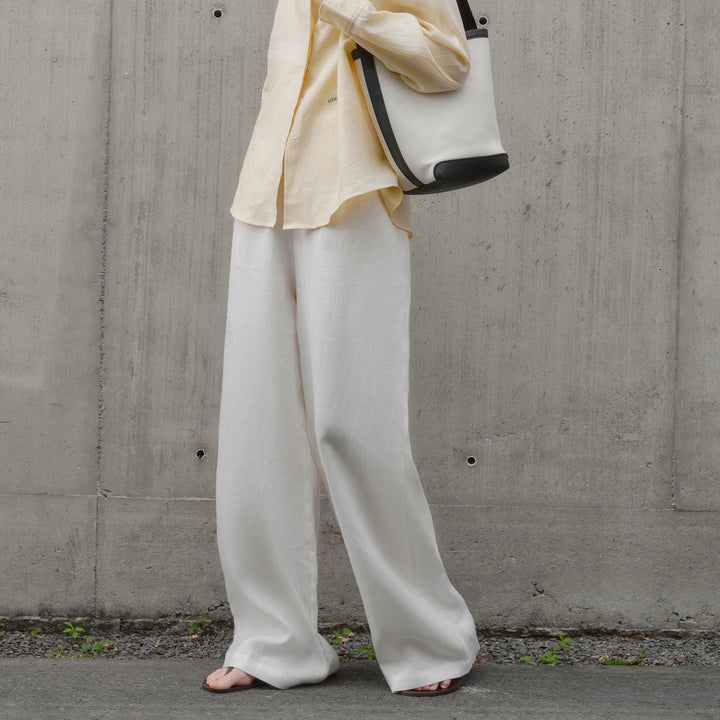 Women 100% Pure Linen Wide Leg Trousers Loose Fit High Waisted Spring Lounge Pants