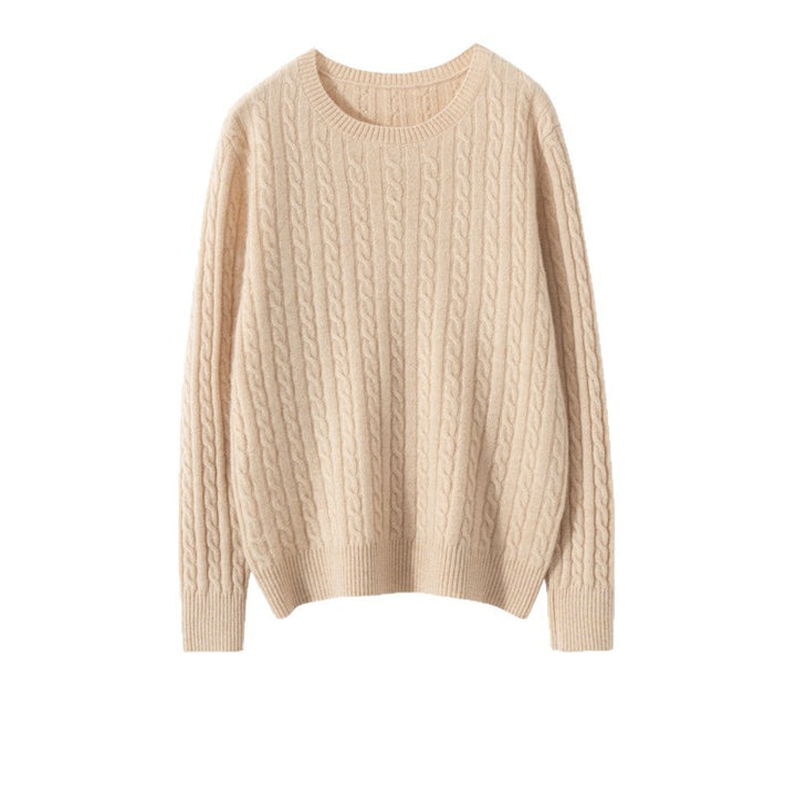 Pull ras du cou en cachemire torsadé pour femme