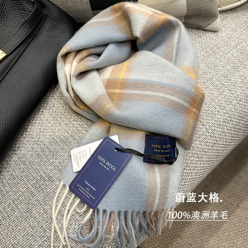 Pure Wool Neutral Slim Winter Scarf
