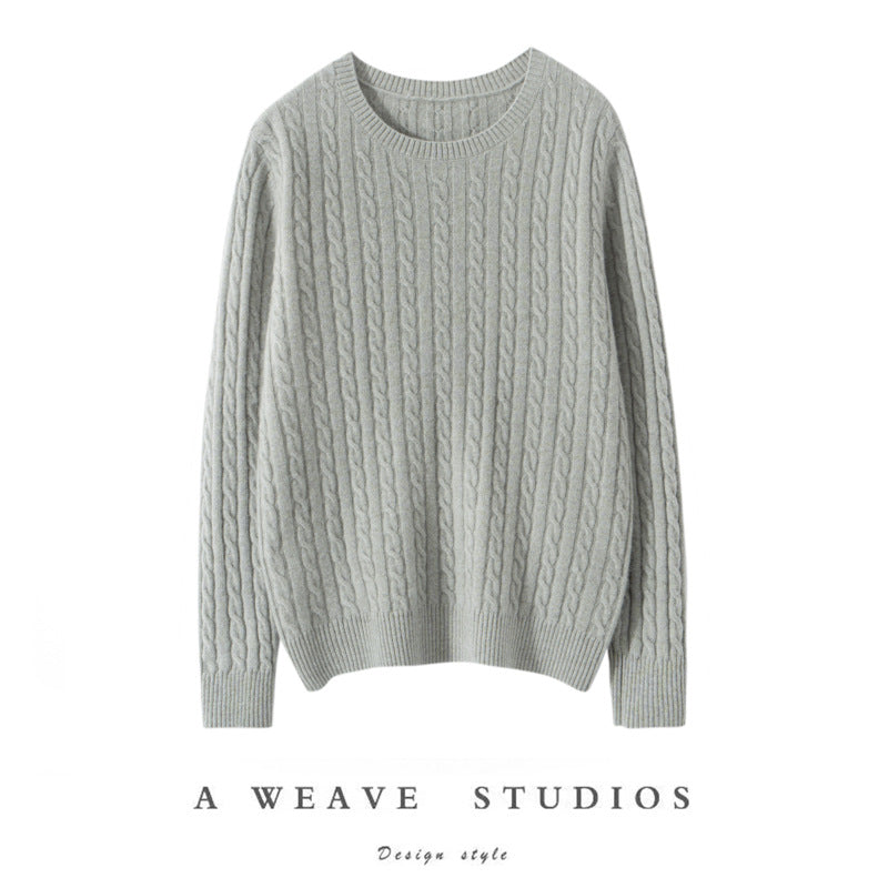 Pull ras du cou en cachemire torsadé pour femme