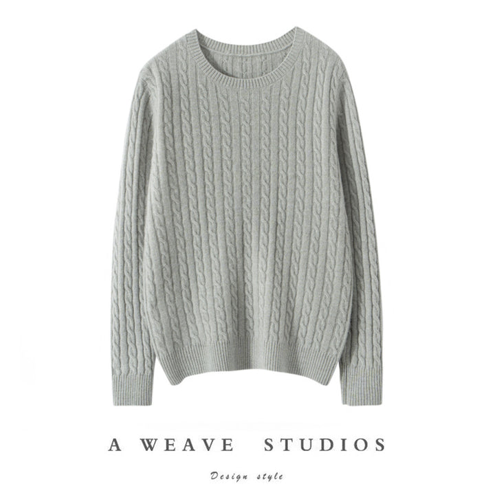 Pull ras du cou en cachemire torsadé pour femme