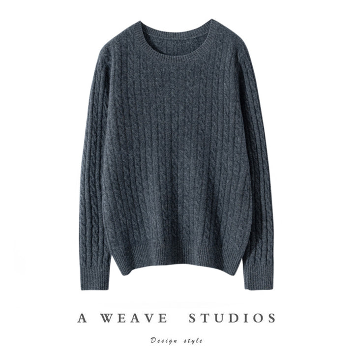 Pull ras du cou en cachemire torsadé pour femme