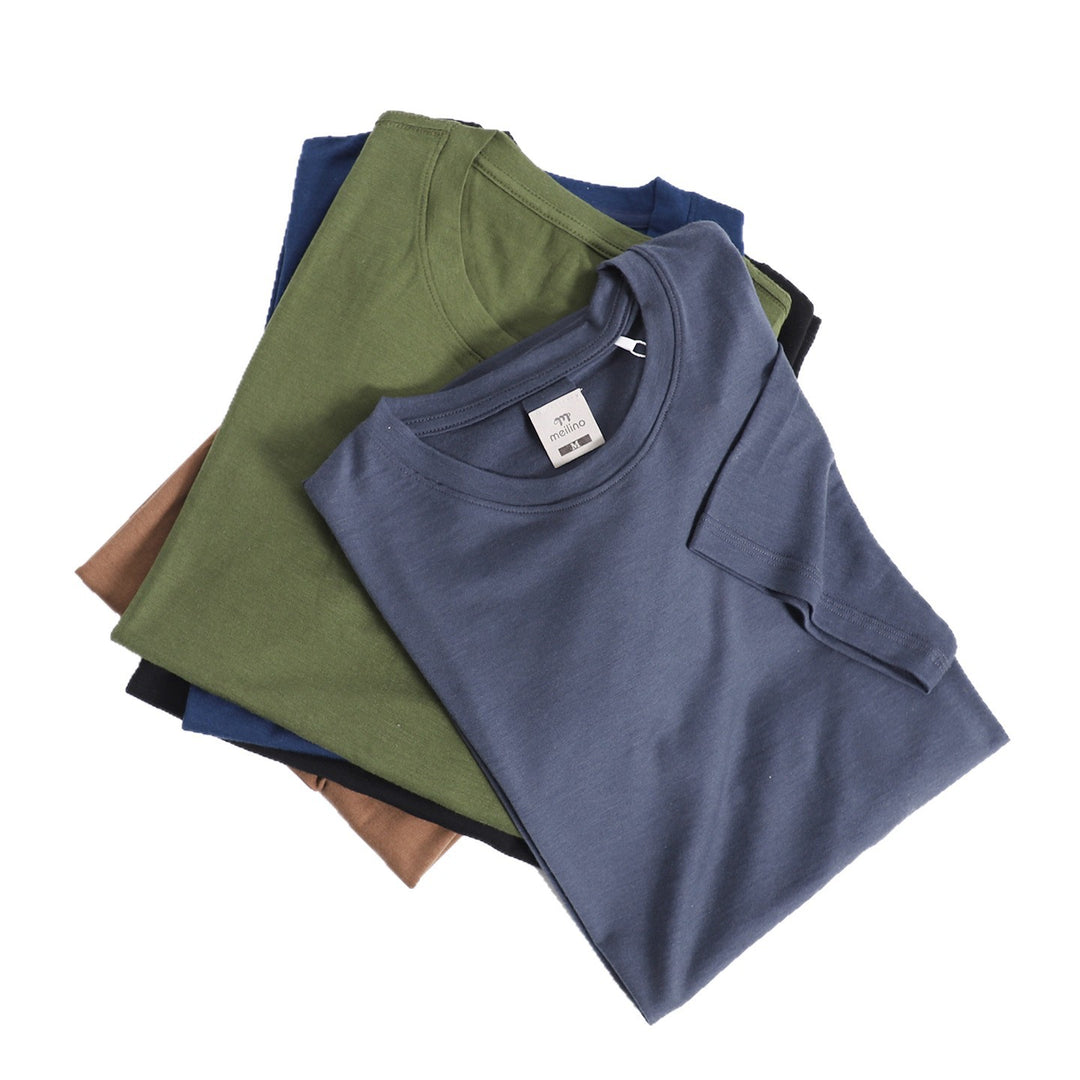 Men Merino Wool T Shirt Quick Dry Outdoor Performance Tee Lightweight Hiking Running Top