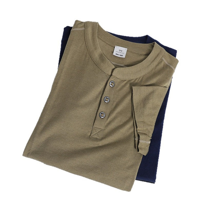Merino Wool Quick Dry Henley T Shirt for Men Outdoor Hiking Performance Tee