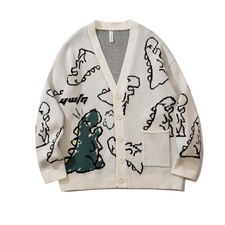 Ins Dinosaur Print Loose Fit Men&
