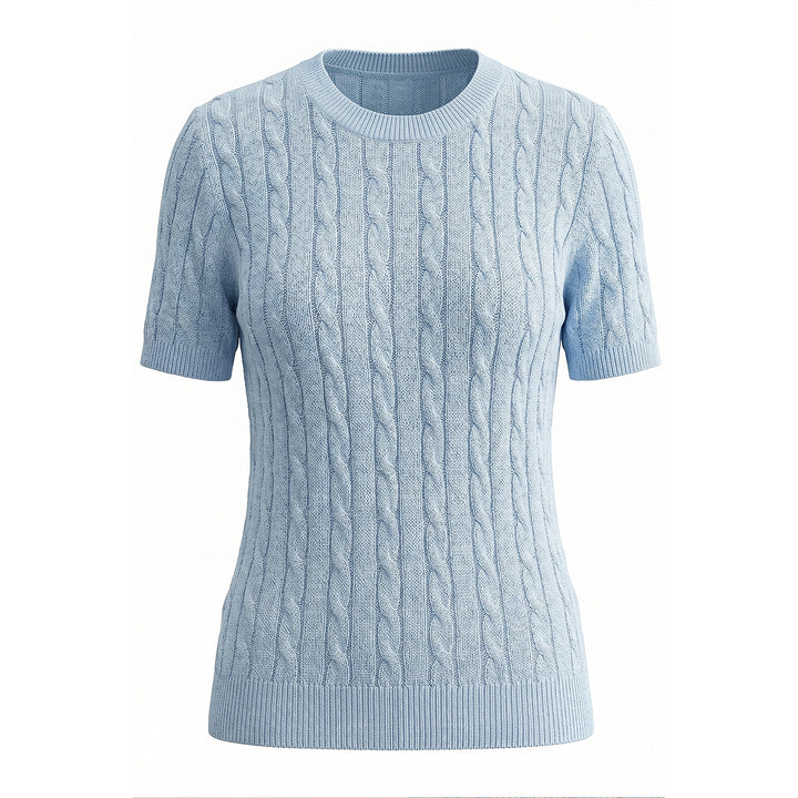 Damen Premium Tencel Baumwollmischung Zopfmuster Kurzarm-Oberteil