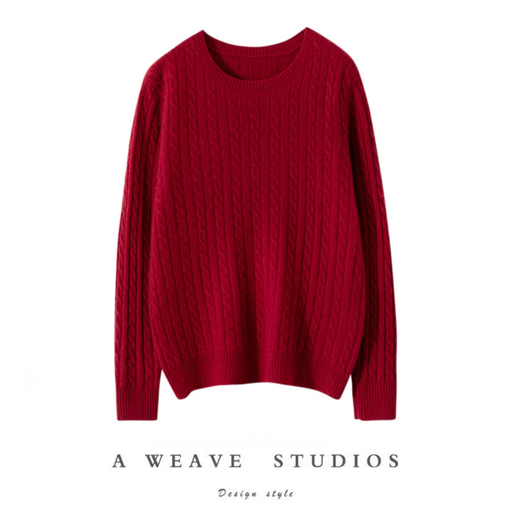Pull ras du cou en cachemire torsadé pour femme