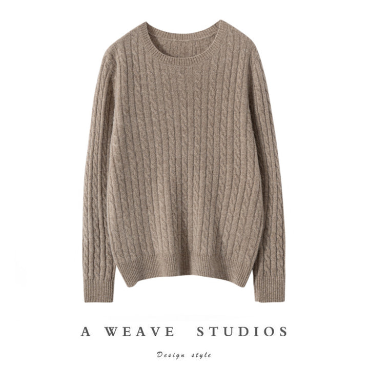 Pull ras du cou en cachemire torsadé pour femme