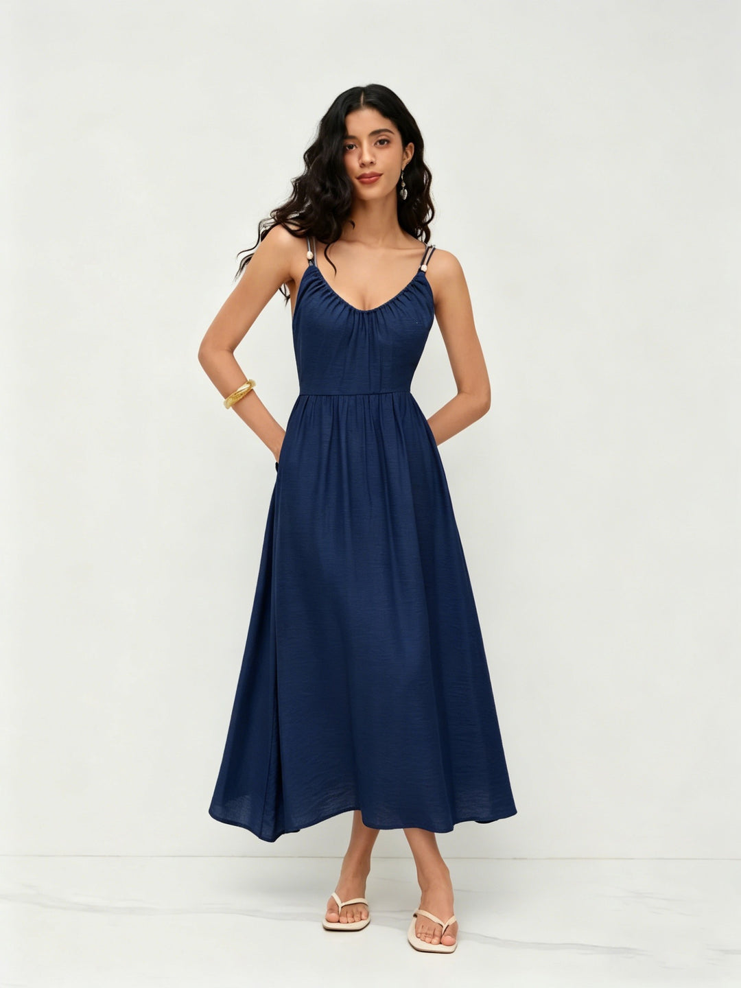 2026 Summer Boho Sexy Backless V Neck Halter Maxi Dress Casual Vacation Swing Sundress