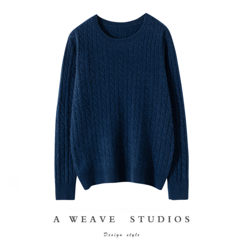 Pull ras du cou en cachemire torsadé pour femme