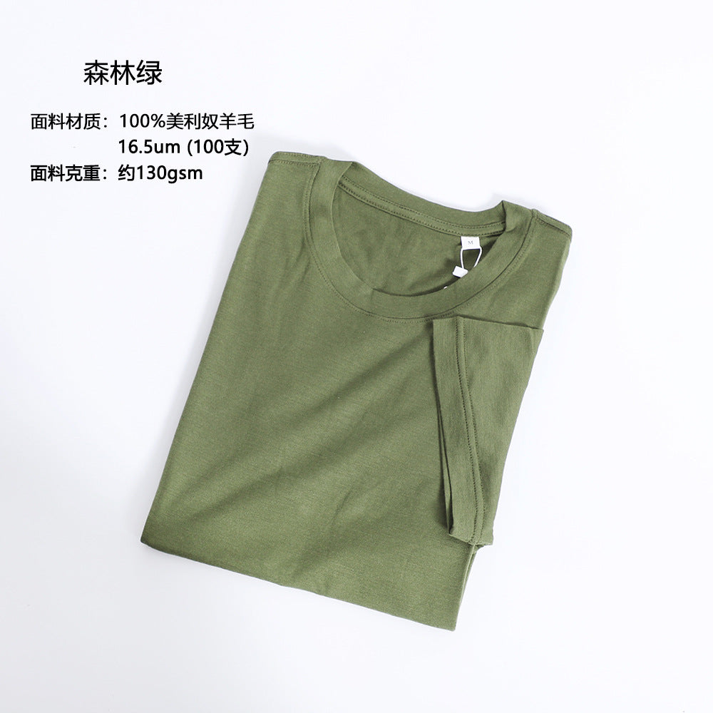 Men Merino Wool T Shirt Quick Dry Outdoor Performance Tee Lightweight Hiking Running Top