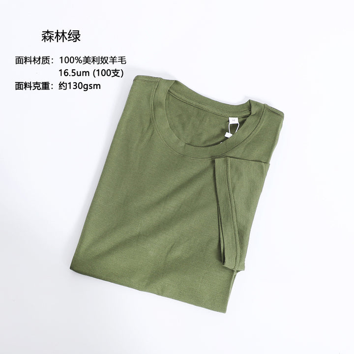 Men Merino Wool T Shirt Quick Dry Outdoor Performance Tee Lightweight Hiking Running Top