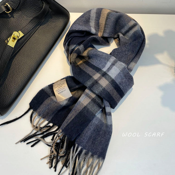 Pure Wool Neutral Slim Winter Scarf