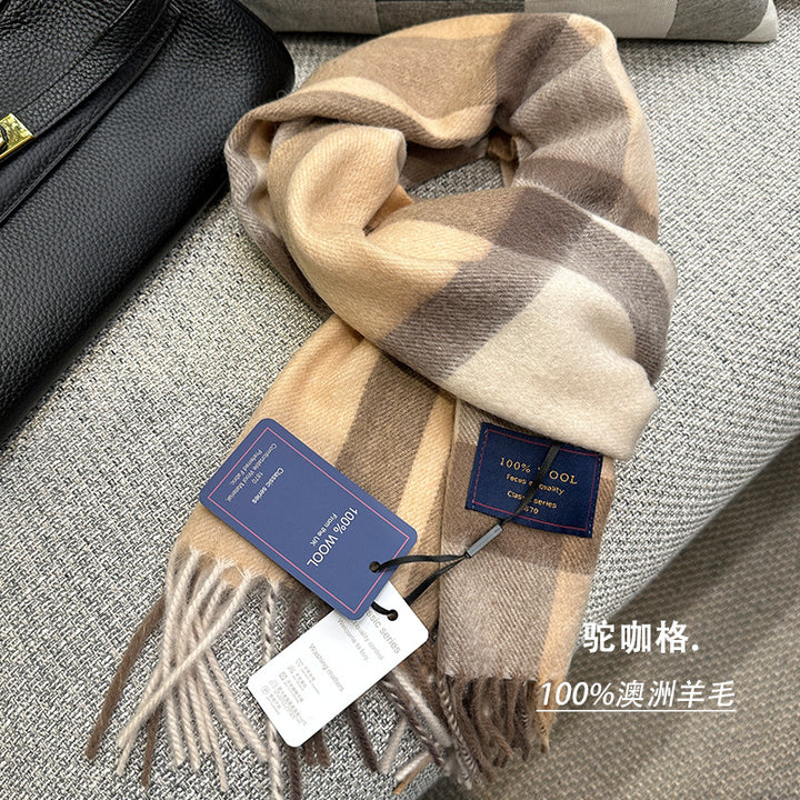 Pure Wool Neutral Slim Winter Scarf