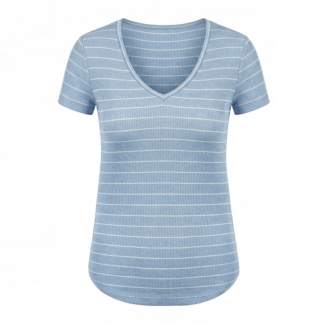 18-Gauge Fine Rib Merino &amp; Acetate Wool V-Neck Knit Top