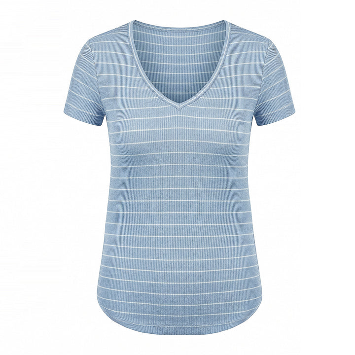 18-Gauge Fine Rib Merino &amp; Acetate Wool V-Neck Knit Top