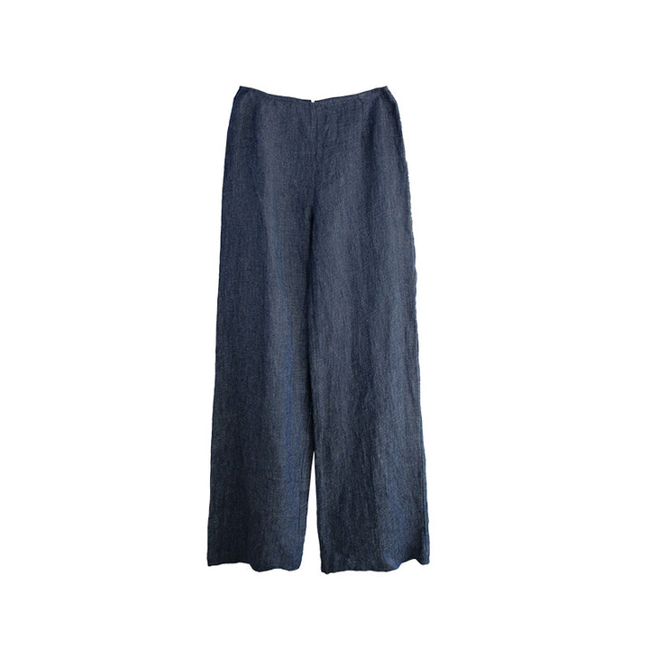 Women 100% Pure Linen Wide Leg Trousers Loose Fit High Waisted Spring Lounge Pants