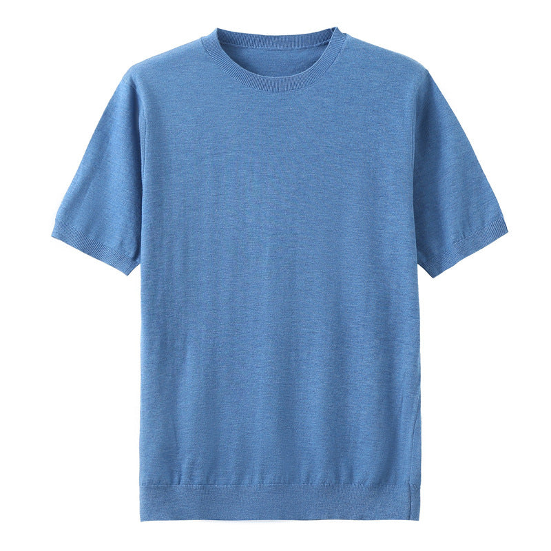 Herren T-Shirt aus Feinstrick aus Wolle mit kurzen Ärmeln